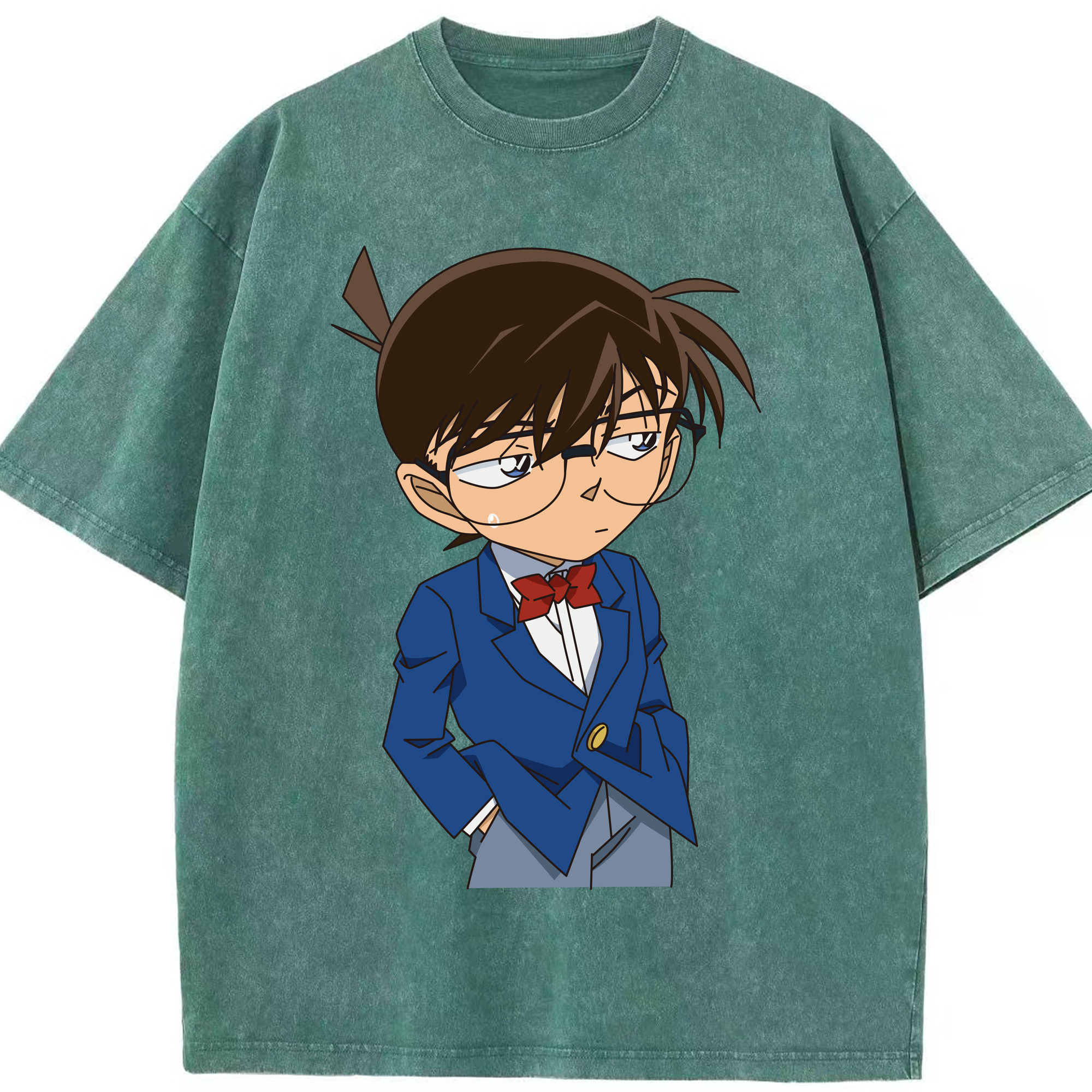 （画像用） 名探偵コナン 江戸川 コナン Detective Conan Conan Edogawa 綿100% ヴィンテージ風 半袖Tシャツ（フロントプリント）